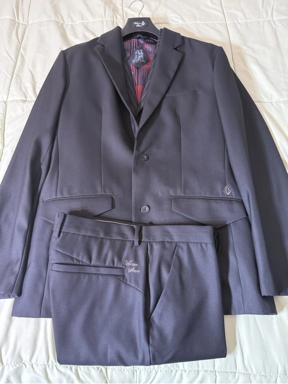 New Volcom Dapper Stone Suit L Volcom Slacks 34/26 Volcom Corp Pinstripe Blazer